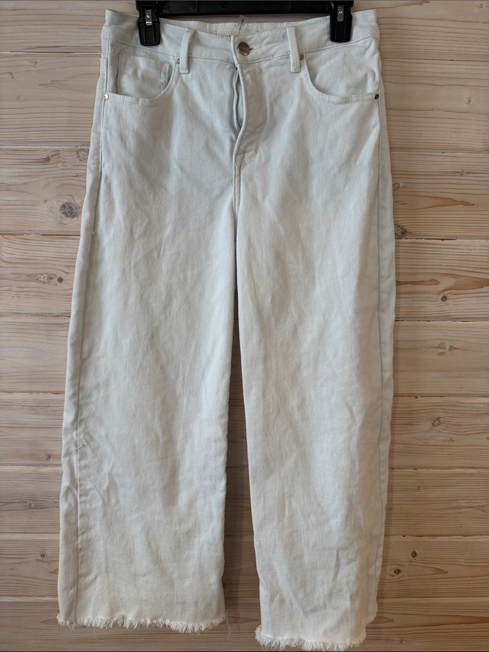 High-Rise Cropped Jeans in Off-White